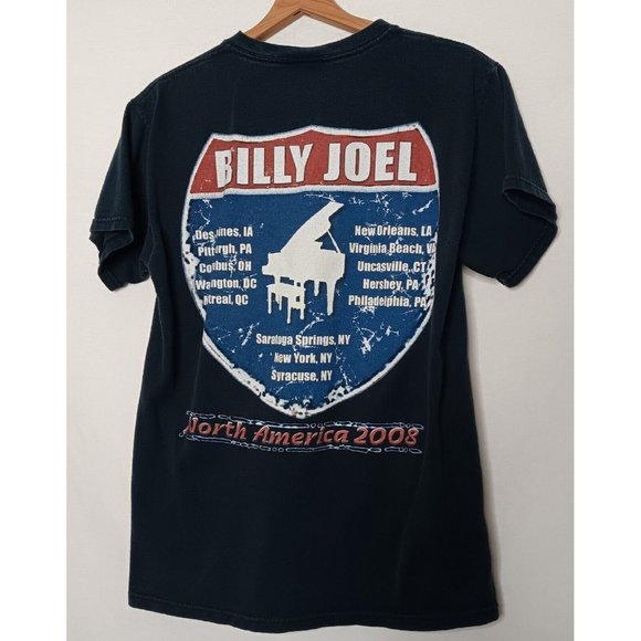 Billy Joel North American Tour 2008 Medium T Shirt Black Dates Piano Band Music - Picture 2 of 12